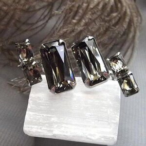 1970s Smokey Topaz Crystals Vintage Cufflinks Signed Swank 15181